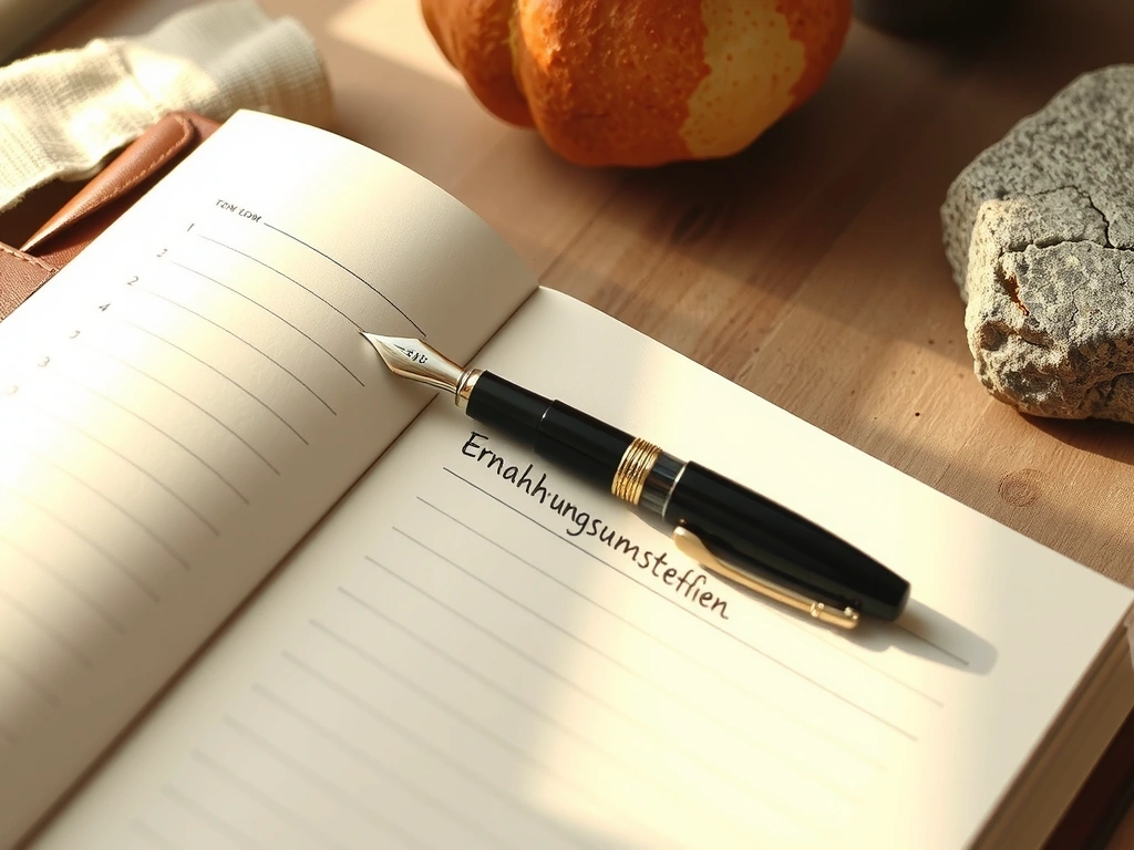 Offene Agenda mit Ernährungsnotiz